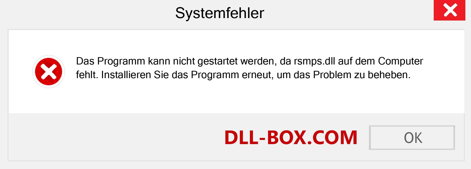 rsmps.dll-Datei fehlt?. Download für Windows 7, 8, 10 - Fix rsmps dll Missing Error unter Windows, Fotos, Bildern