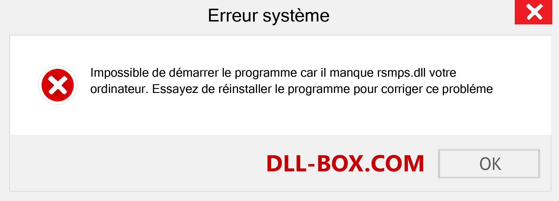 Le fichier rsmps.dll est manquant ?. Télécharger pour Windows 7, 8, 10 - Correction de l'erreur manquante rsmps dll sur Windows, photos, images